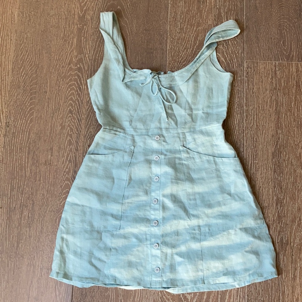 Blue linen Reformation mini dress